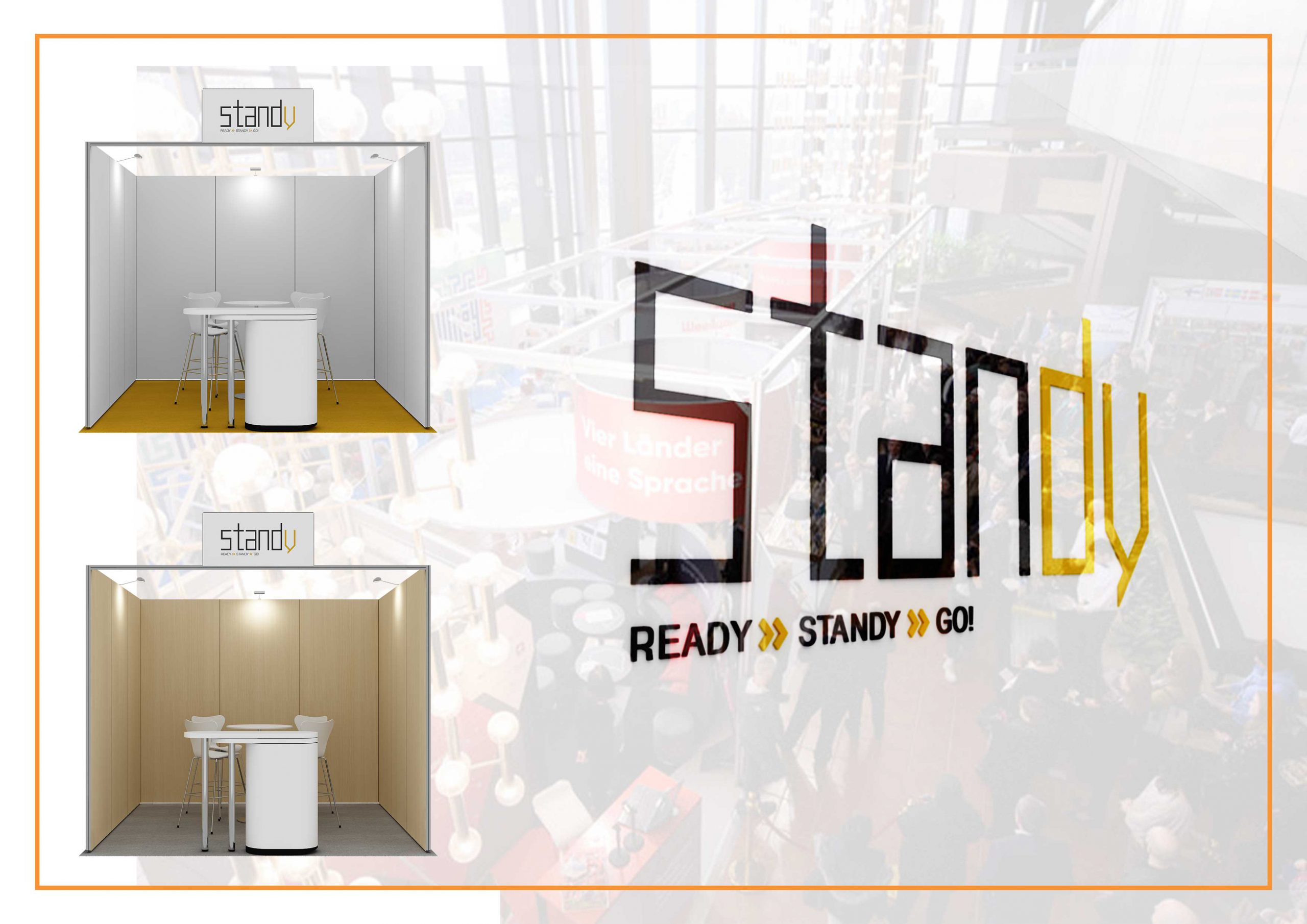 Standy Logo with two images of stand designs