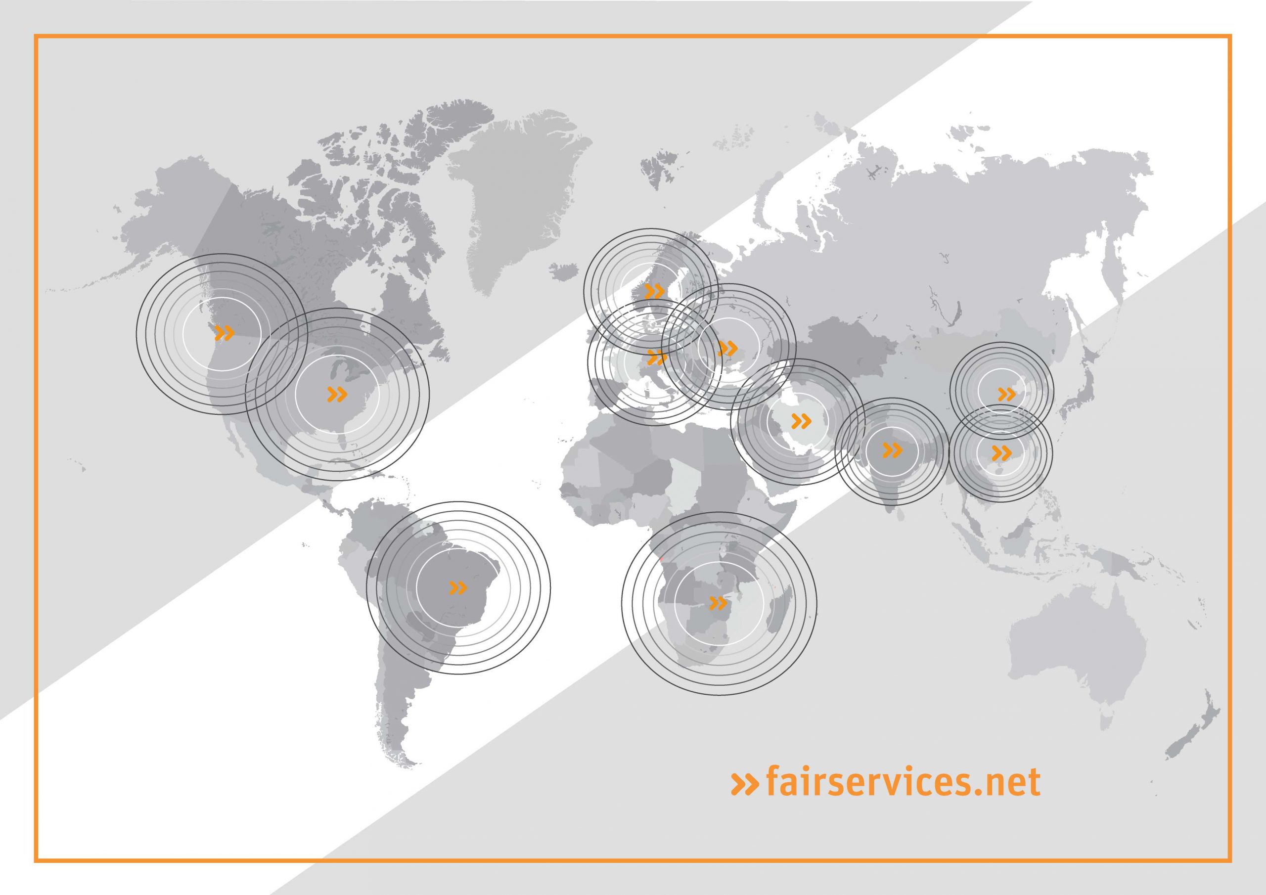 Map showing that fairservices is active all over the world